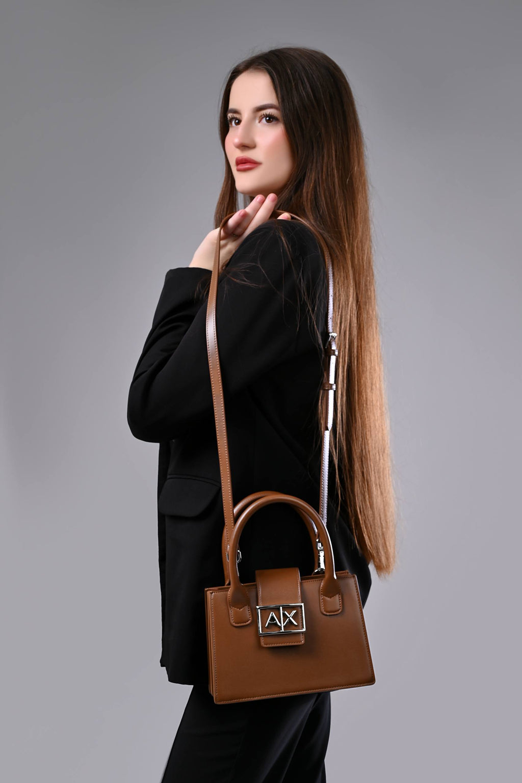 Armani Exchange Handbag Satchel - Brown