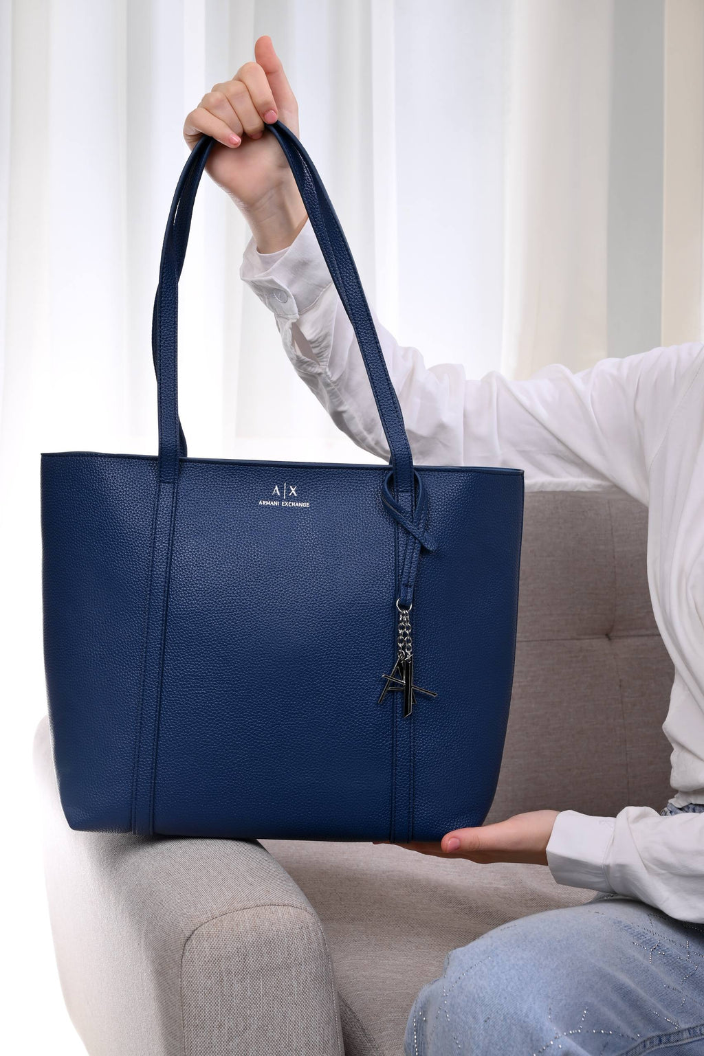 Armani Exchange Shopper Tote Bag - Navy