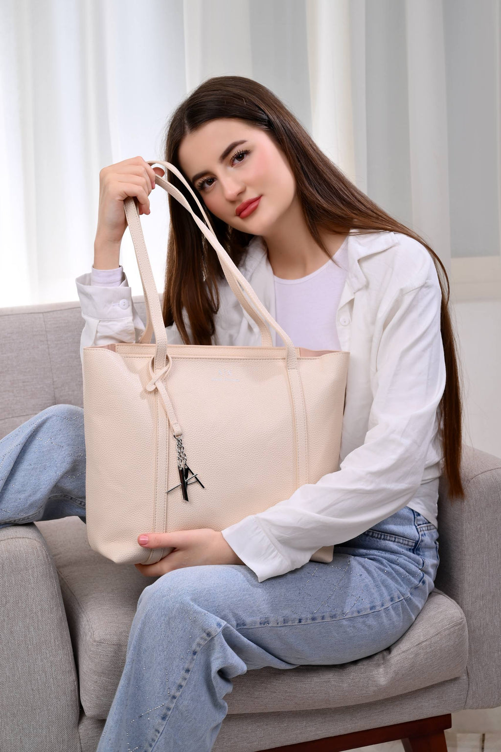 Armani Exchange Shopper Tote Bag - Beige