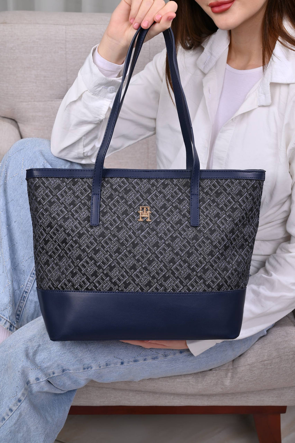 Tommy Hilfiger LATAM JACQUARD TOTE Bag Navy