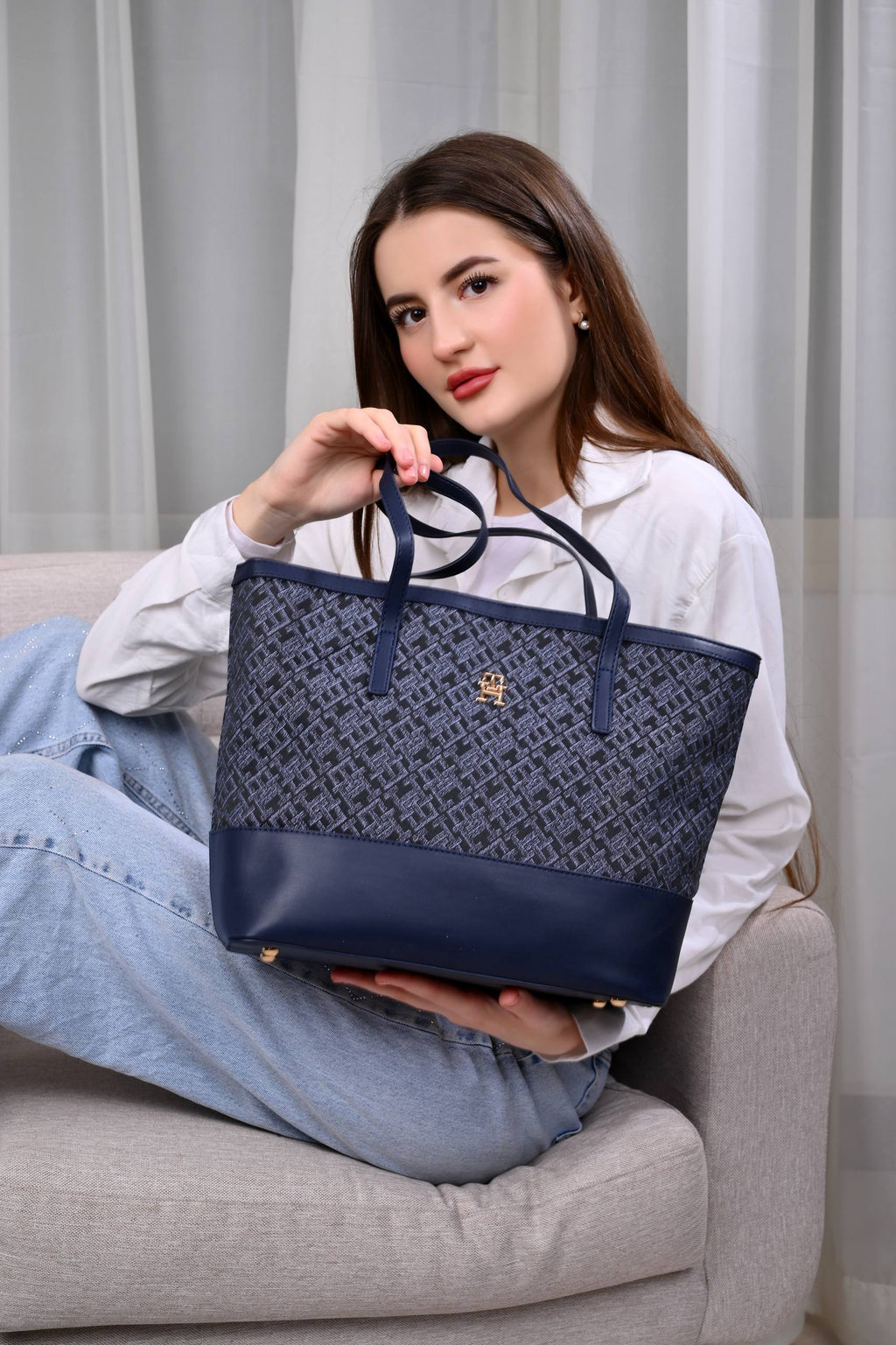 Tommy Hilfiger LATAM JACQUARD TOTE Bag Navy