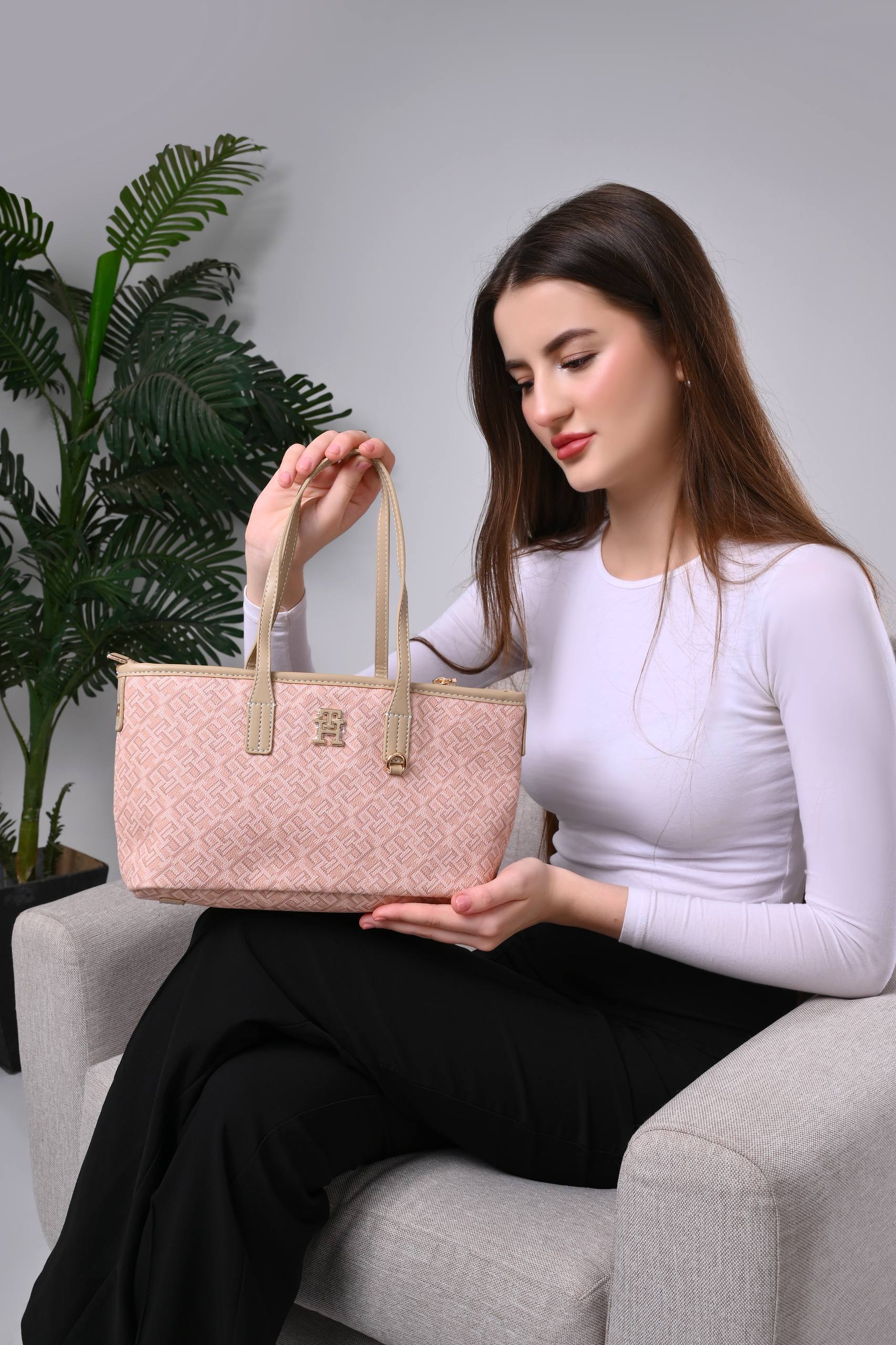 Tommy Hilfiger TH Monoplay Crossbody Tote Bag Pink