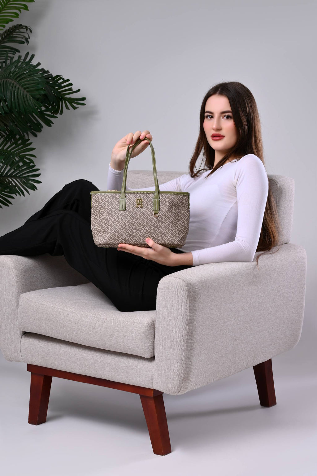 Tommy Hilfiger TH Monoplay Crossbody Tote Bag Olive Green