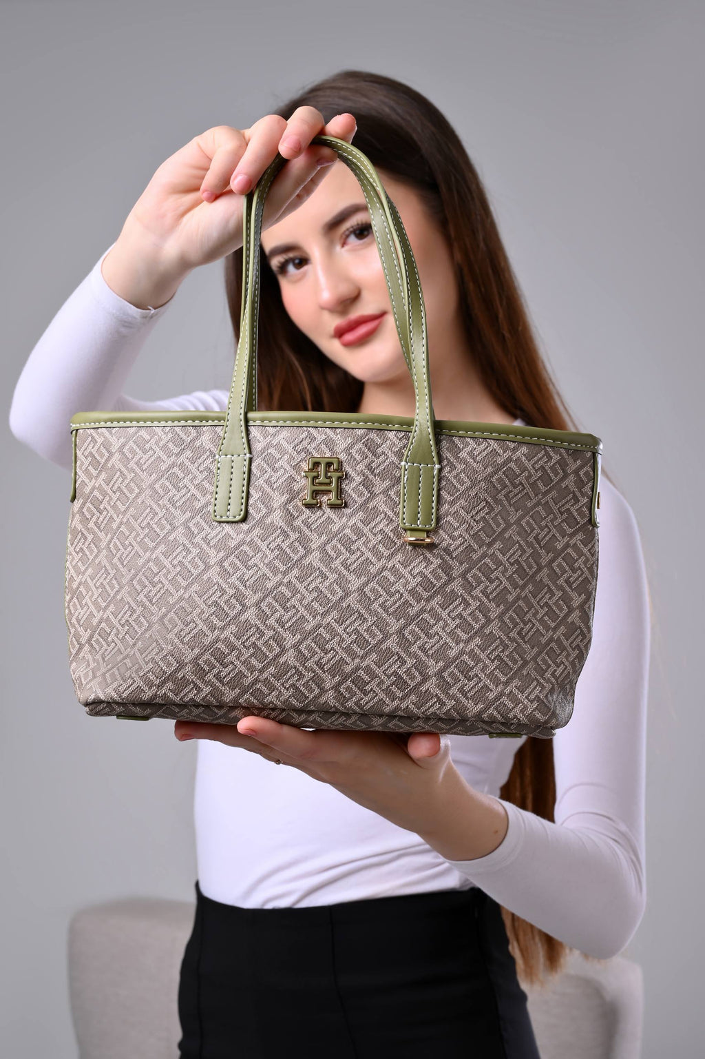 Tommy Hilfiger TH Monoplay Crossbody Tote Bag Olive Green