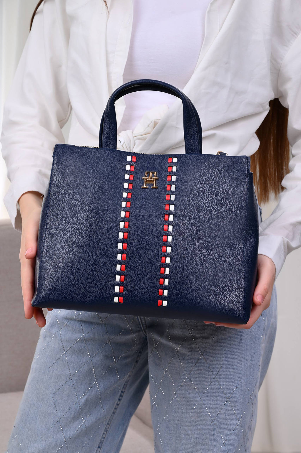 Tommy Hilfiger TIMELESS MINI SATCHEL - Cross Body Bag - Space Blue