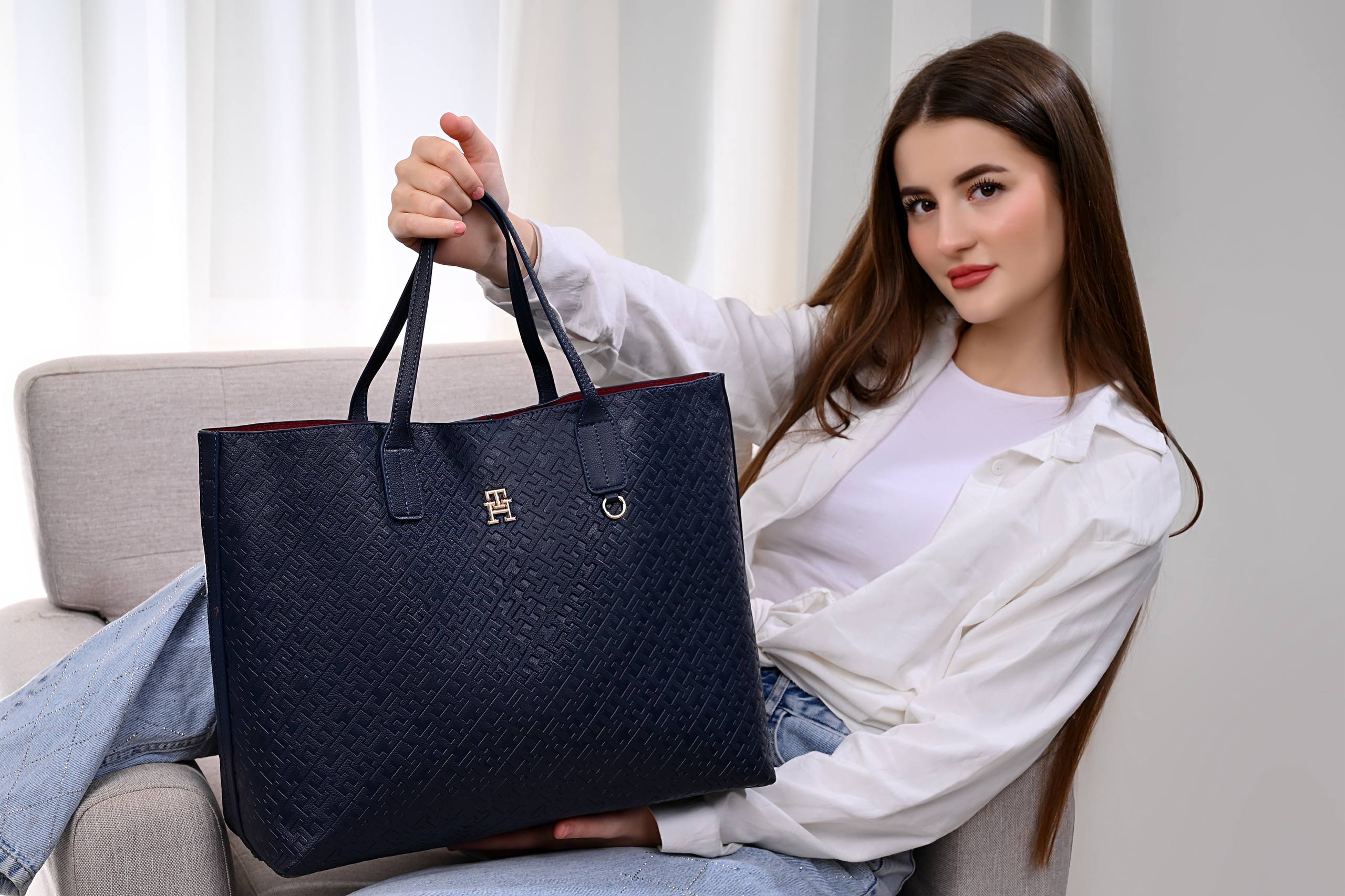 TOMMY HILFIGER TH Distinct Tote Mono Navy
