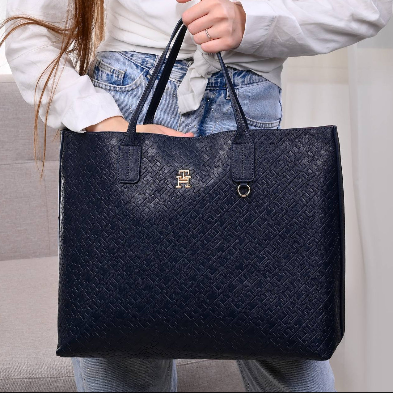 TOMMY HILFIGER TH Distinct Tote Mono Navy