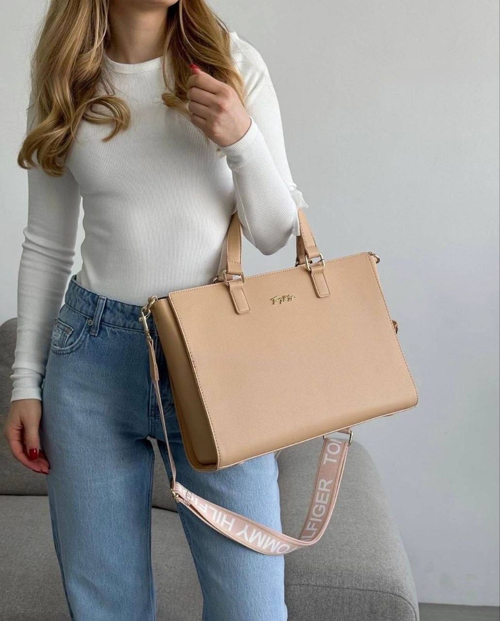 Tommy Hilfiger Joy Satchel Women's Bag Tote Hand Soft Cream