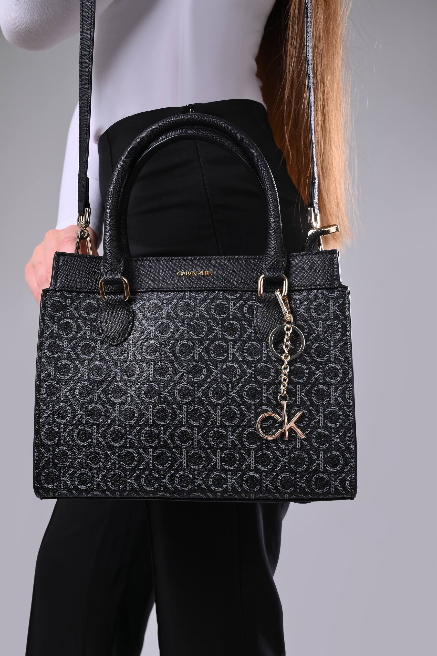 Calvin Klein Monogram Print Crossbody Women Black