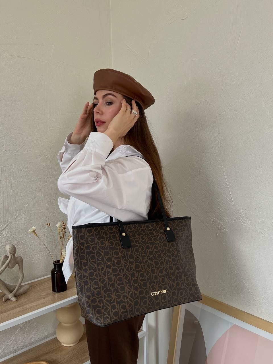 CALVIN KLEIN – Brown Women Shoulder Tote Bag