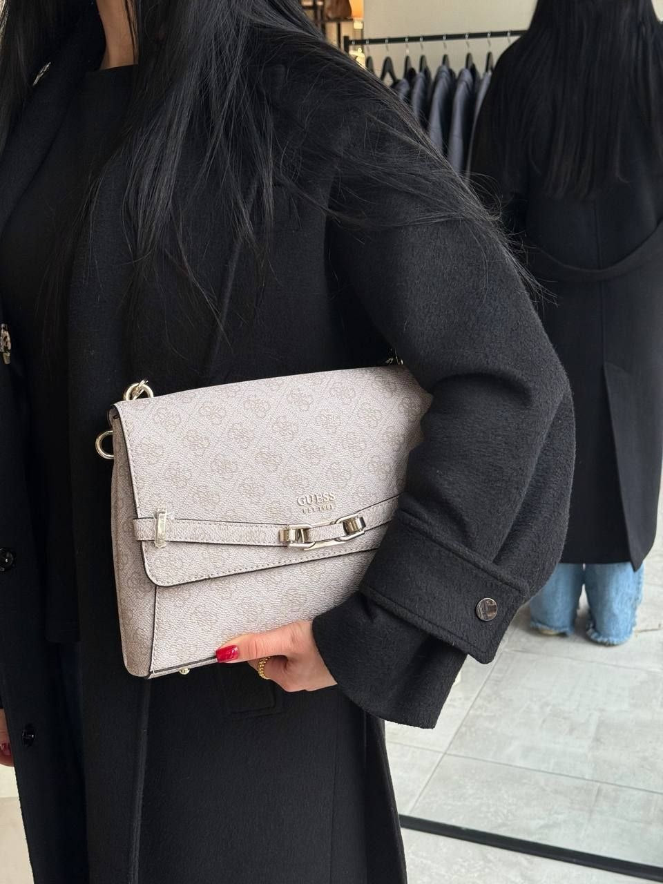 Guess Silvye Flap Shoulder Bag Biege