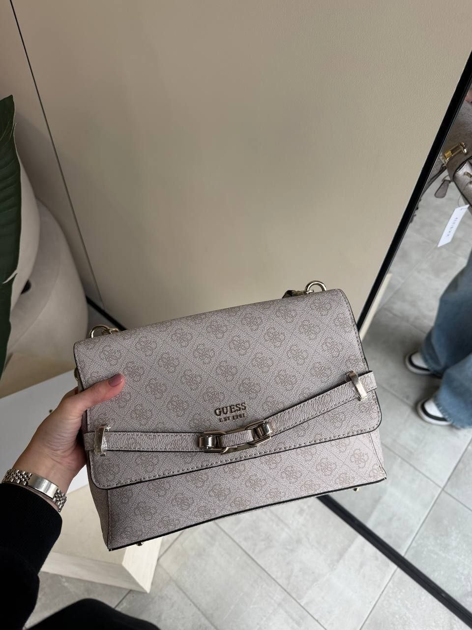 Guess Silvye Flap Shoulder Bag Biege