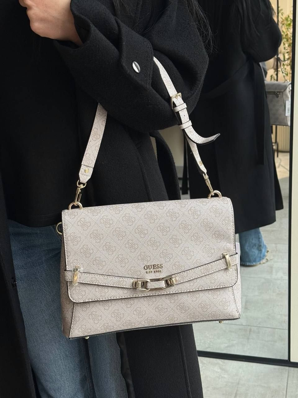 Guess Silvye Flap Shoulder Bag Biege