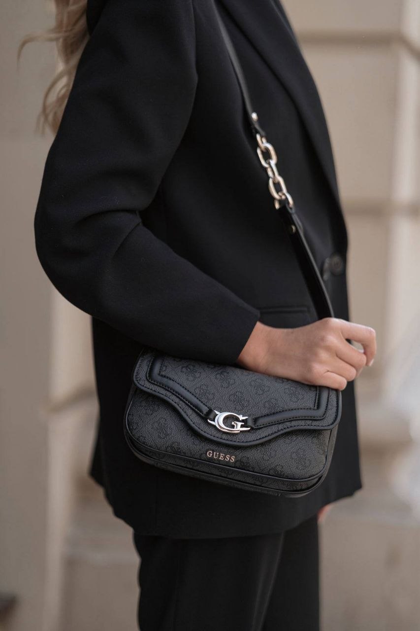 Guess DEA SHOULDER BAG - Cross body bag - Black Embossed