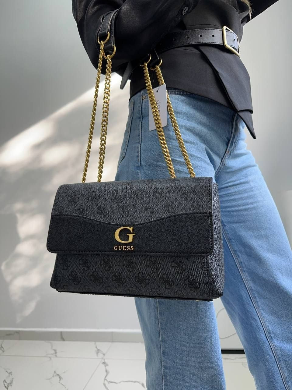 GUESS Nell Logo Convertible Xbody Flap Black Logo/Coal