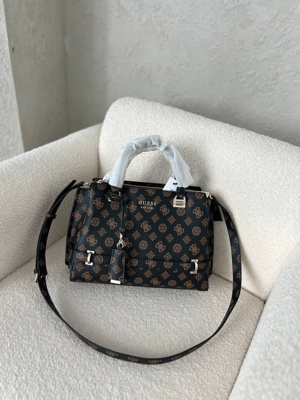 Guess Zarela Girlfriend Tote in Brown Leather
