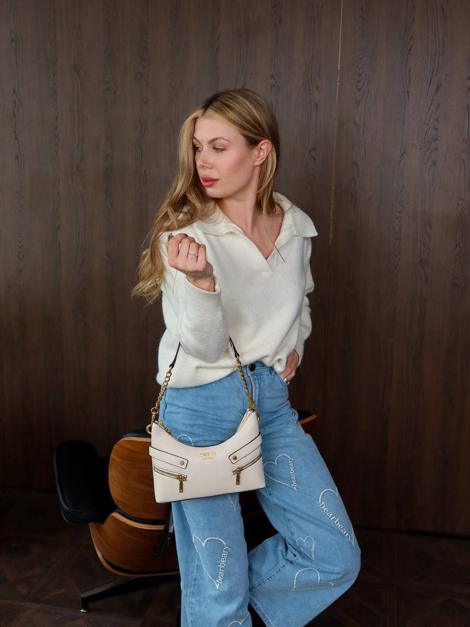 Guess Beige Trissa Shoulder Bag