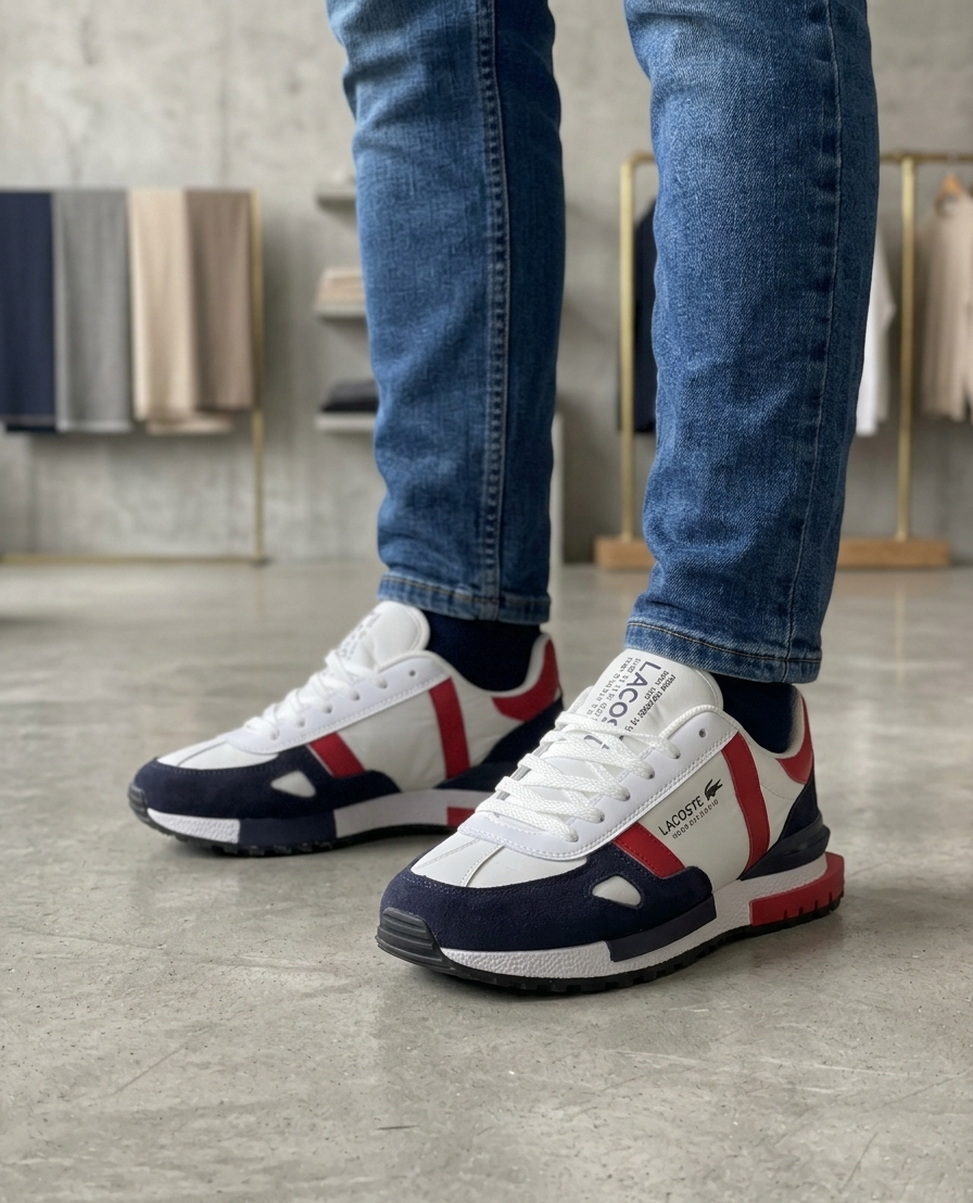 Lacoste ELITE ACTIVE - Trainers - Navy Red