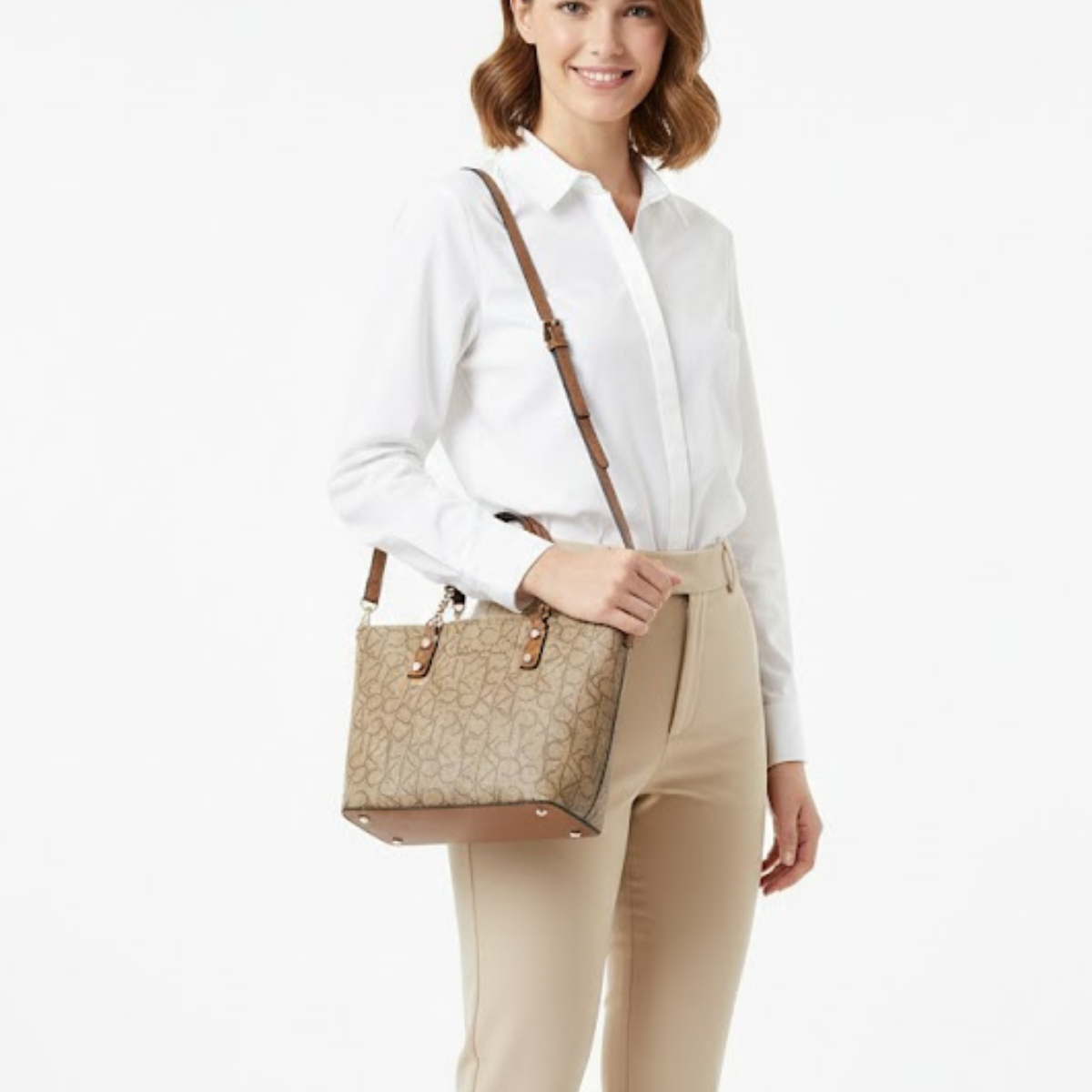 Calvin Klein Monogram Tote Bag Small Handbag Women - BEGBRN