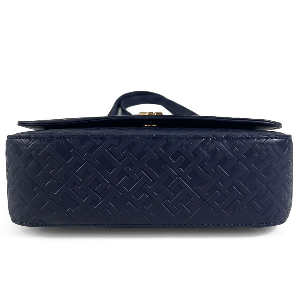 Tommy Hilfiger Navy Blue Monogram Embossed Women’s Crossbody Bag