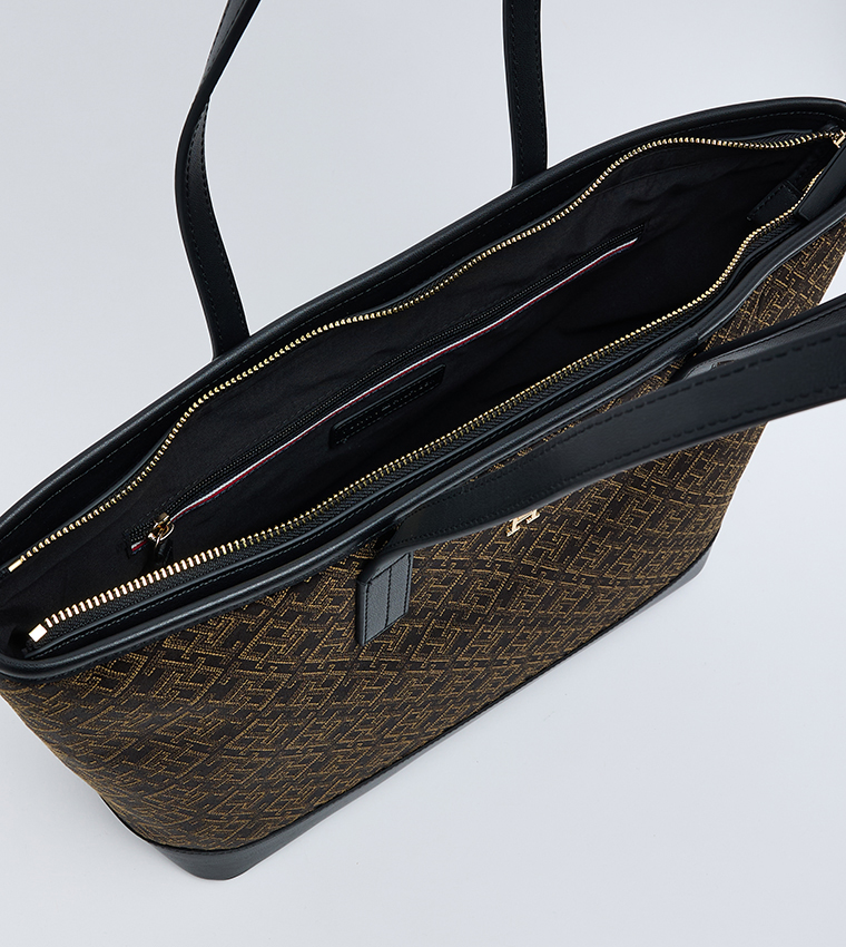Tommy Hilfiger LATAM JACQUARD TOTE Bag Brn\Blk