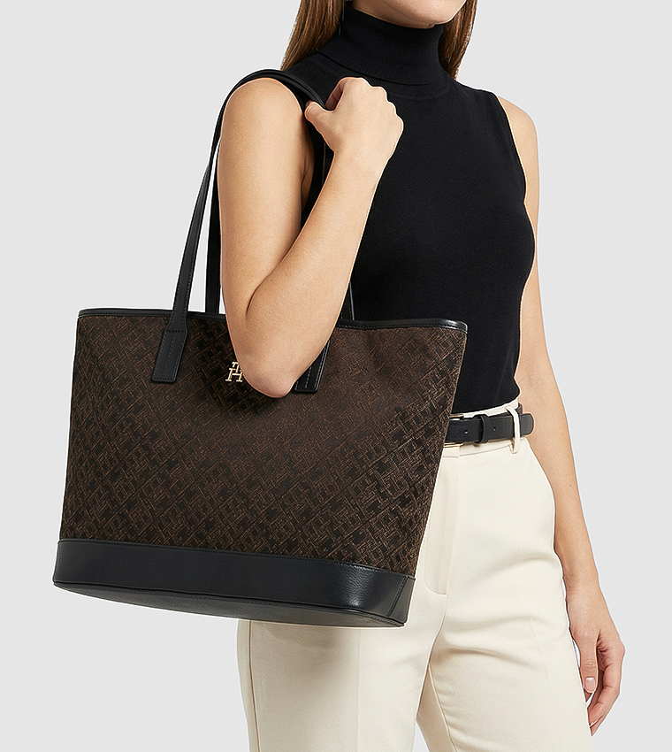 Tommy Hilfiger LATAM JACQUARD TOTE Bag Brn\Blk