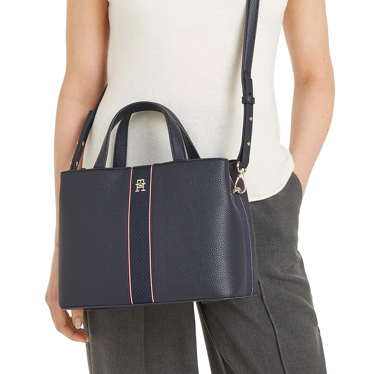 Tommy Hilfiger TH Monogram Satchel Navy