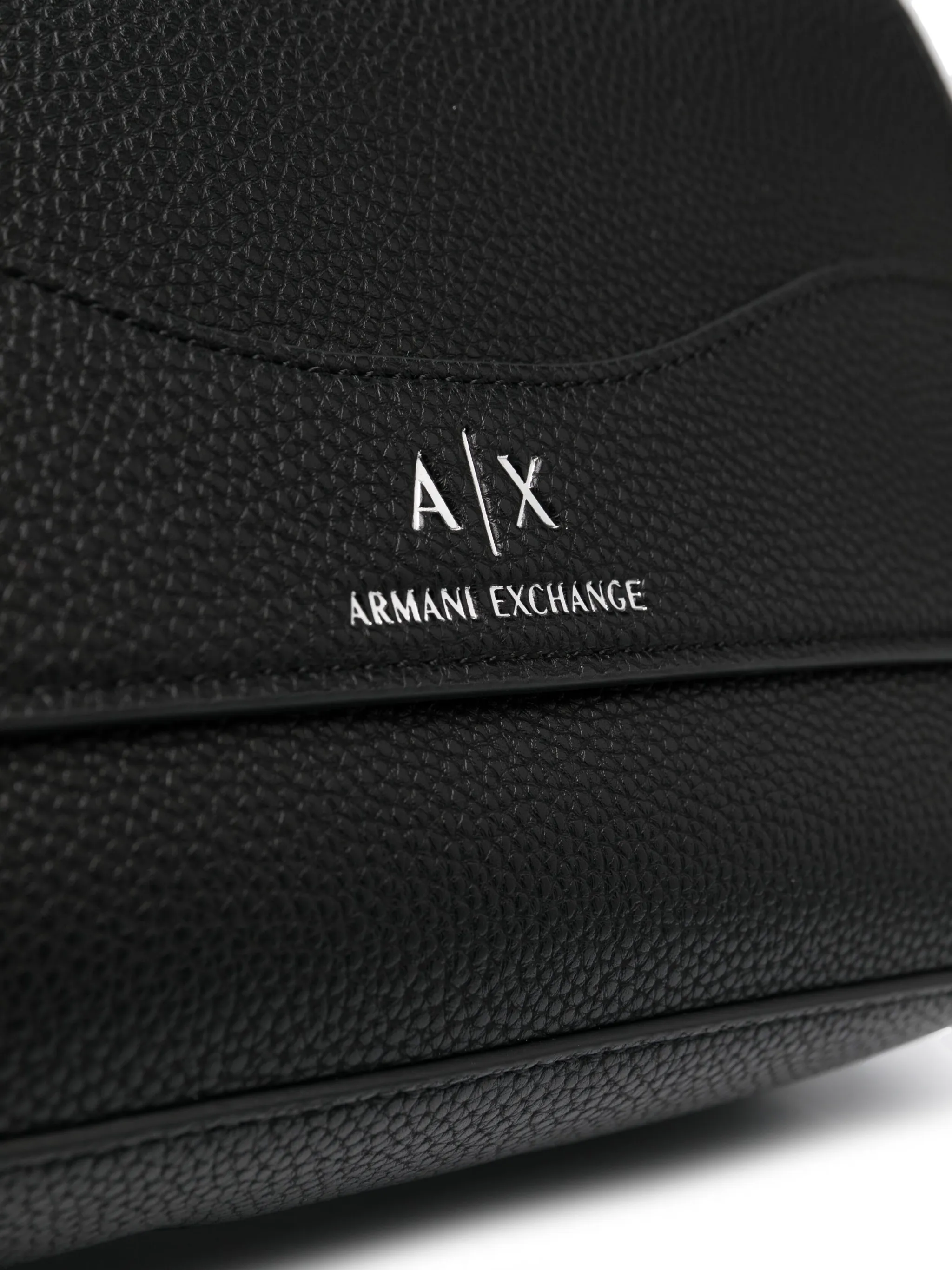 Armani Exchange Logo-Print Leather Crossbody Bag - Black
