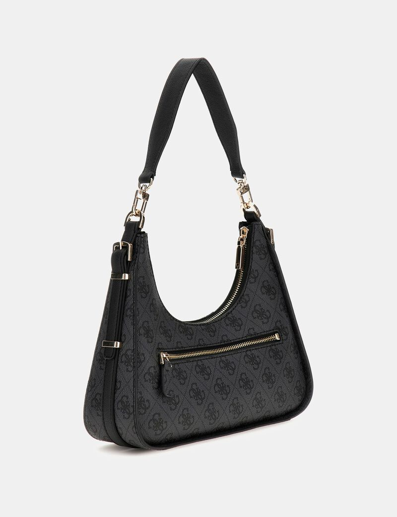 Guess Noreen 4G Logo Shoulder Bag Black Embossed