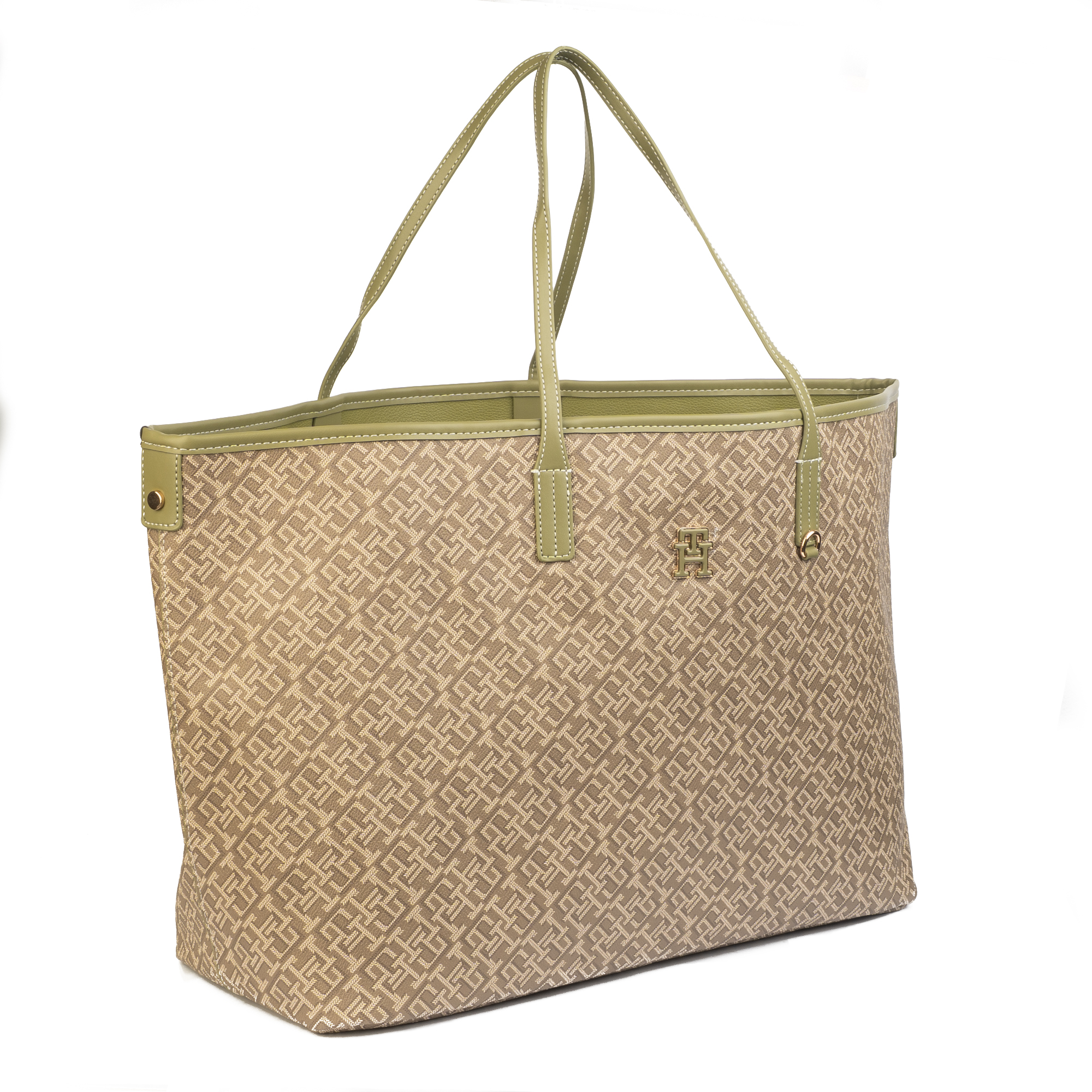 Tommy Hilfiger TH Monoplay Tote Bag And Pouch Olive Color