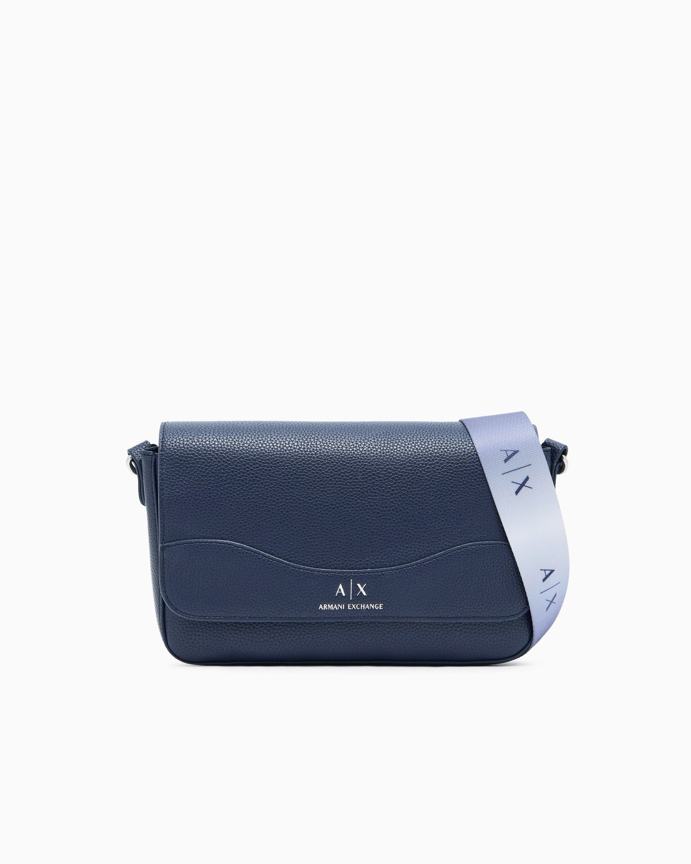 Armani Exchange Logo-Print Leather Crossbody Bag - Navy Blue