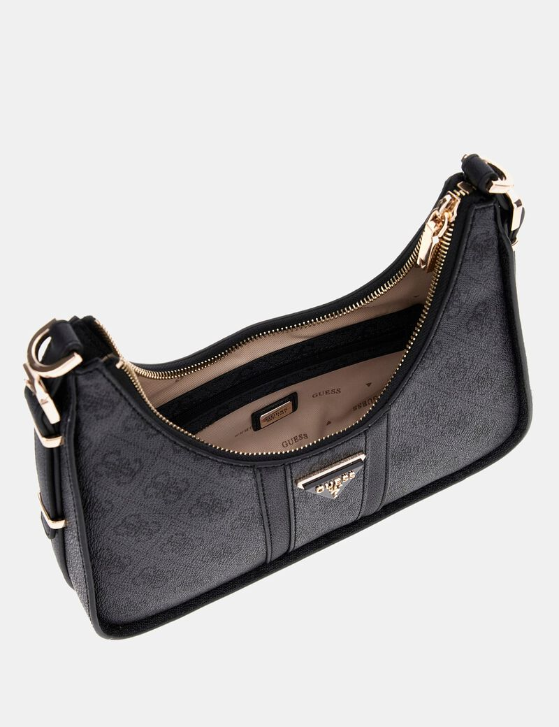 Guess Noreen 4G Logo Shoulder Bag Black Embossed