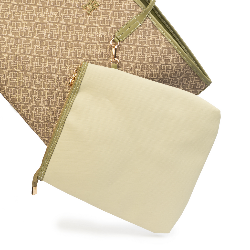 Tommy Hilfiger TH Monoplay Tote Bag And Pouch Olive Color