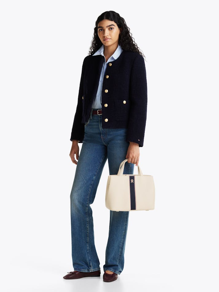 Tommy Hilfiger TH Monogram Satchel Soft Cream