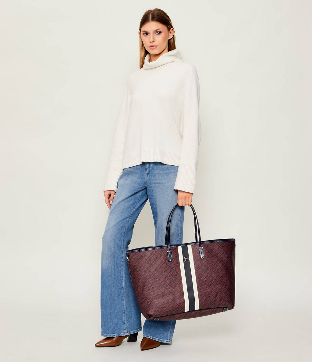 Tommy Hilfiger TH Monoplay Tote Bag And Pouch Burgundy