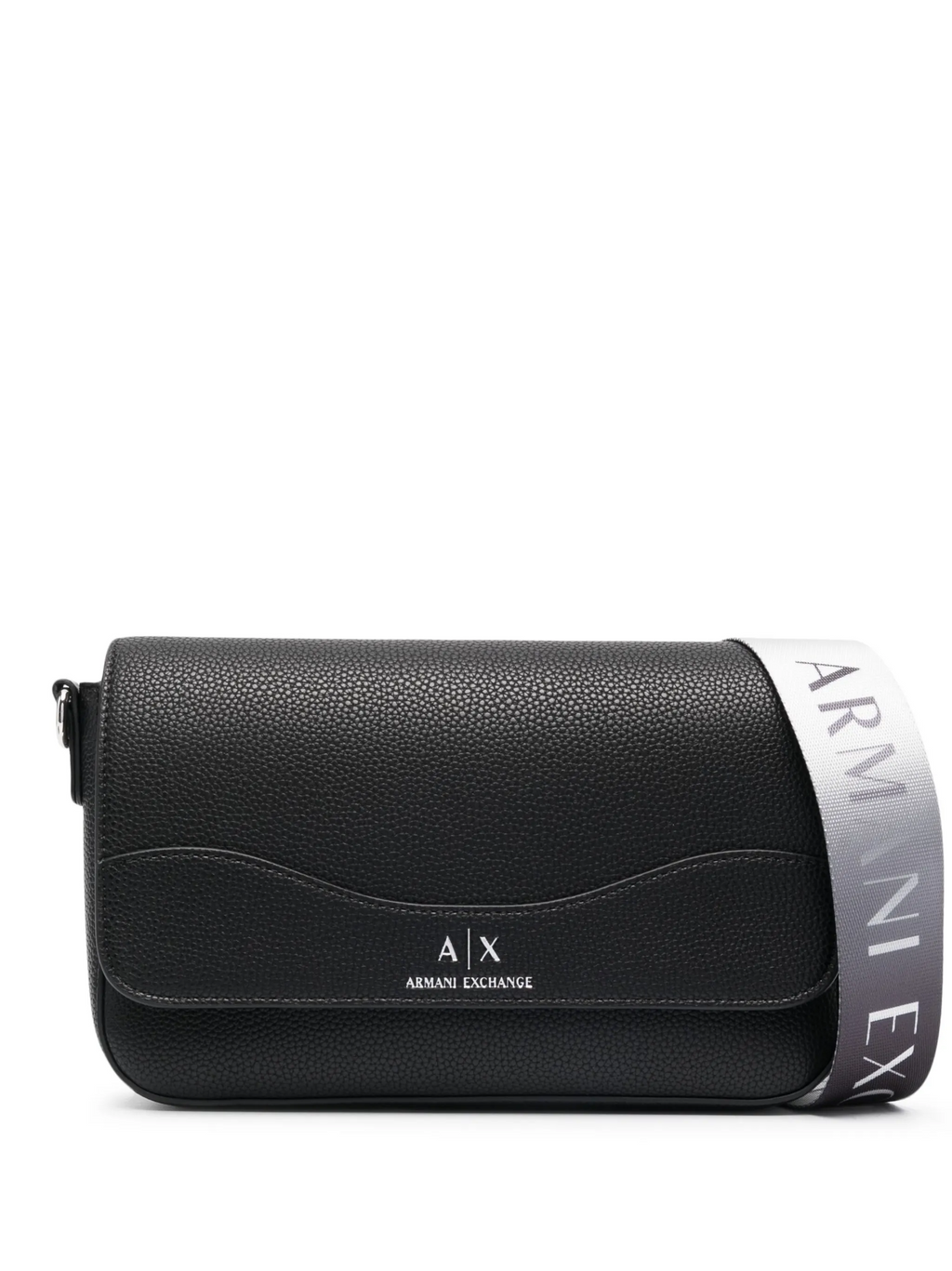 Armani Exchange Logo-Print Leather Crossbody Bag - Black