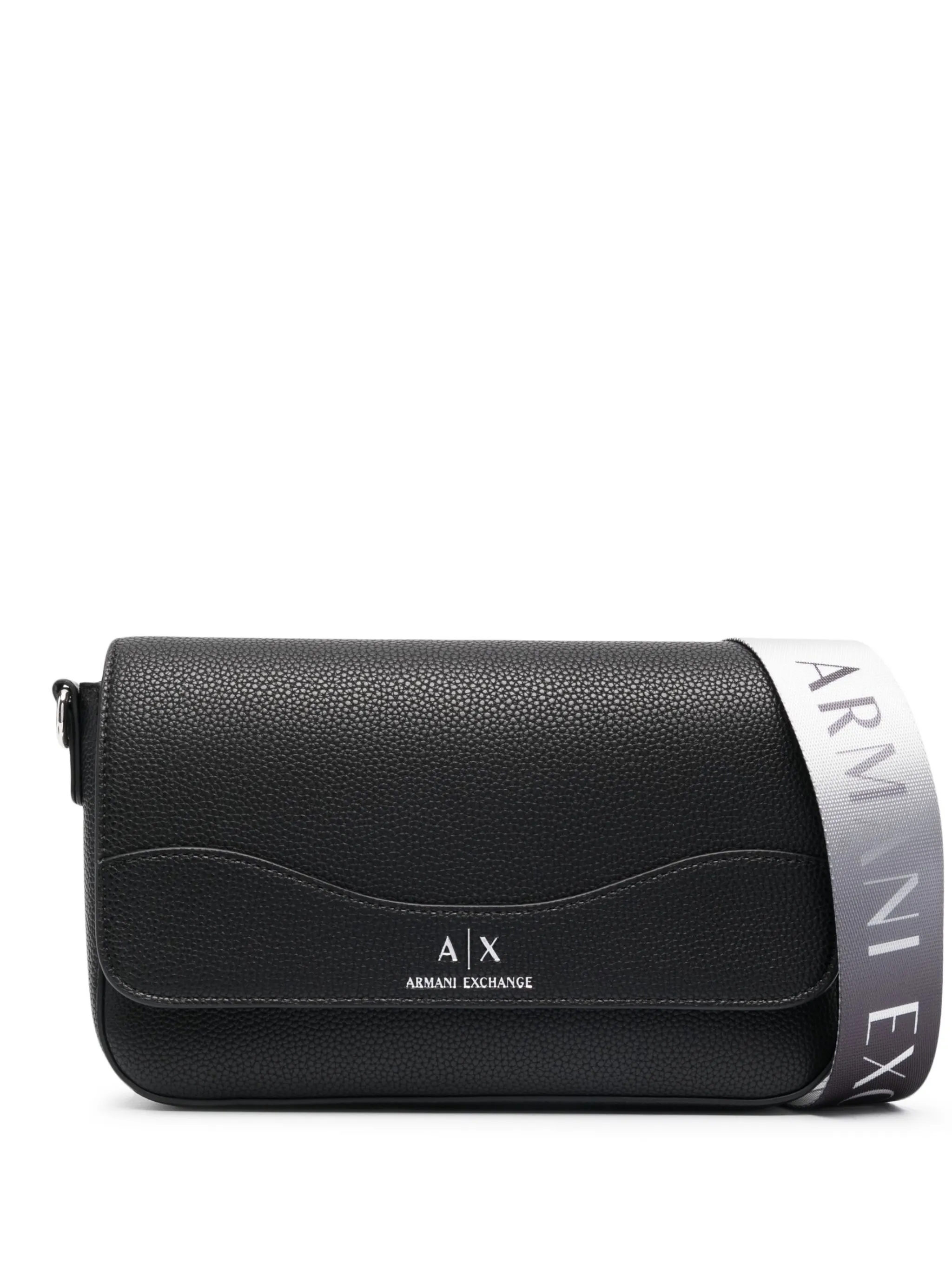 Armani Exchange Logo-Print Leather Crossbody Bag - Black
