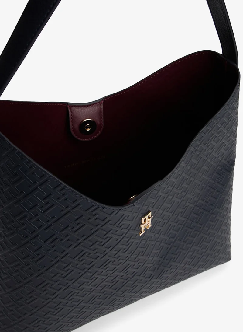 Tommy Hilfiger Hilfiger Icon Embossed TH Monogram Shoulder Bag Black