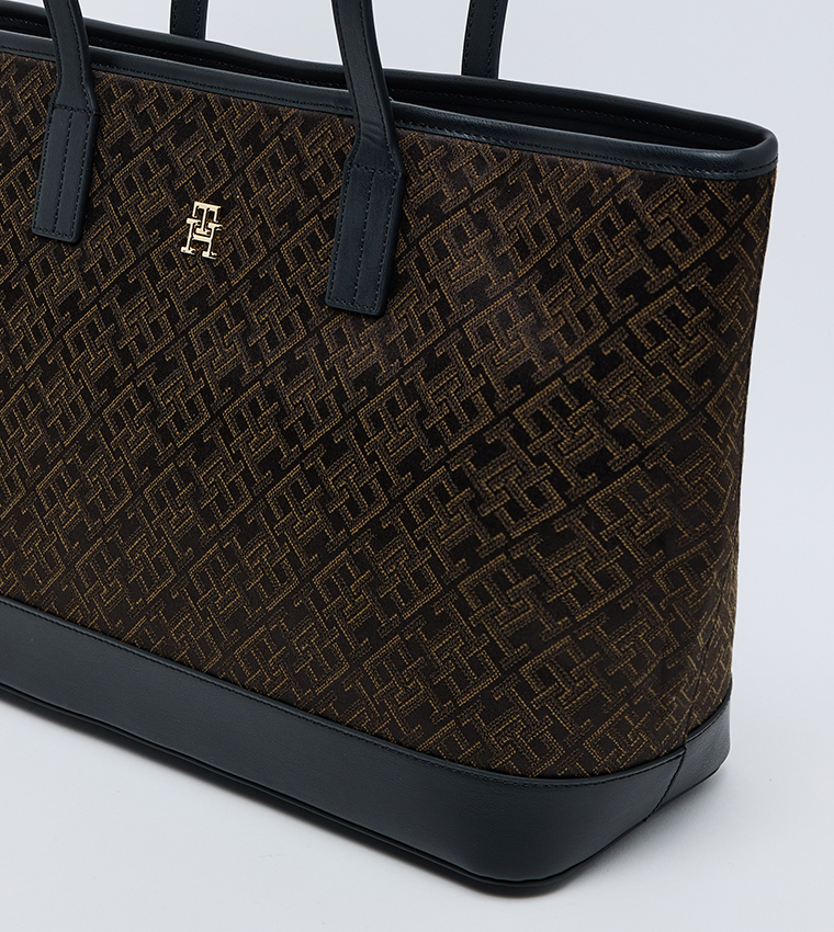 Tommy Hilfiger LATAM JACQUARD TOTE Bag Brn\Blk