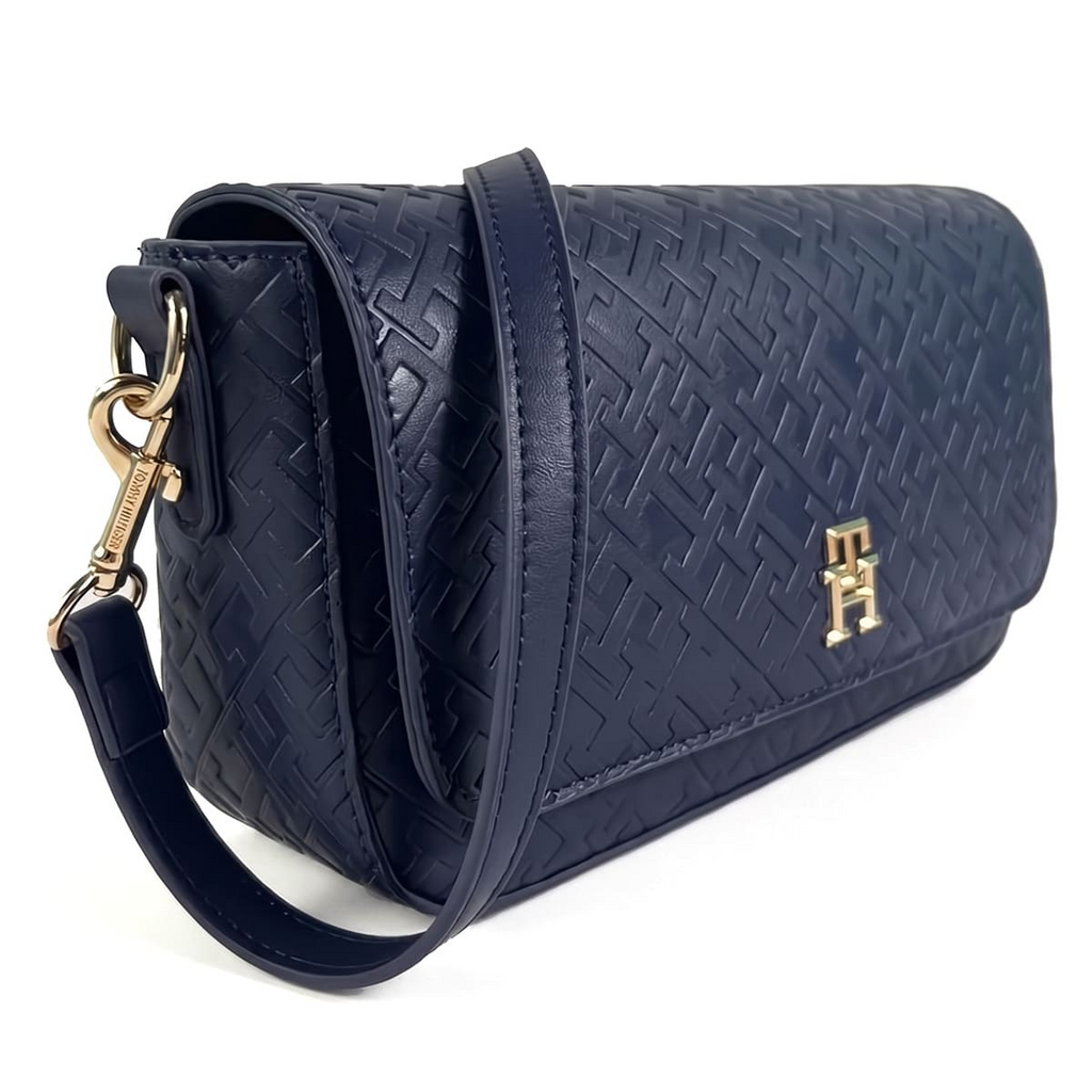 Tommy Hilfiger Navy Blue Monogram Embossed Women’s Crossbody Bag