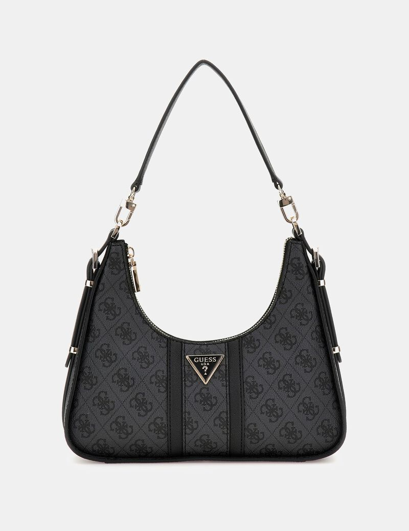 Guess Noreen 4G Logo Shoulder Bag Black Embossed