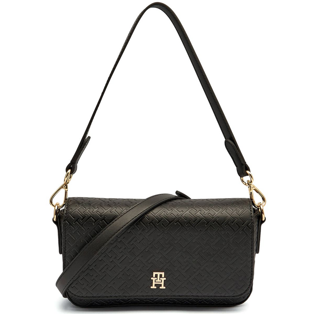 Tommy Hilfiger Black Monogram Embossed Women’s Crossbody Bag