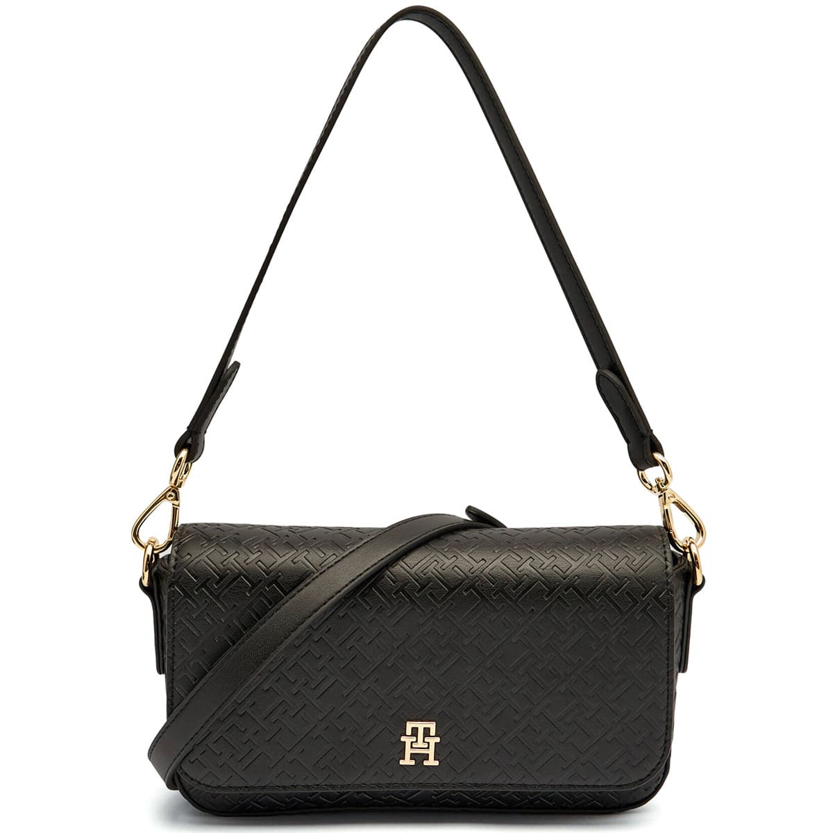Tommy Hilfiger Black Monogram Embossed Women’s Crossbody Bag