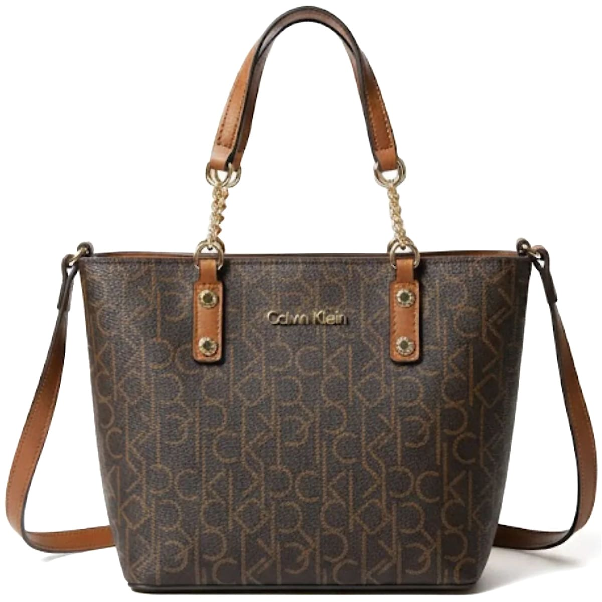 Calvin Klein Monogram Tote Bag Small Handbag Women - Brown