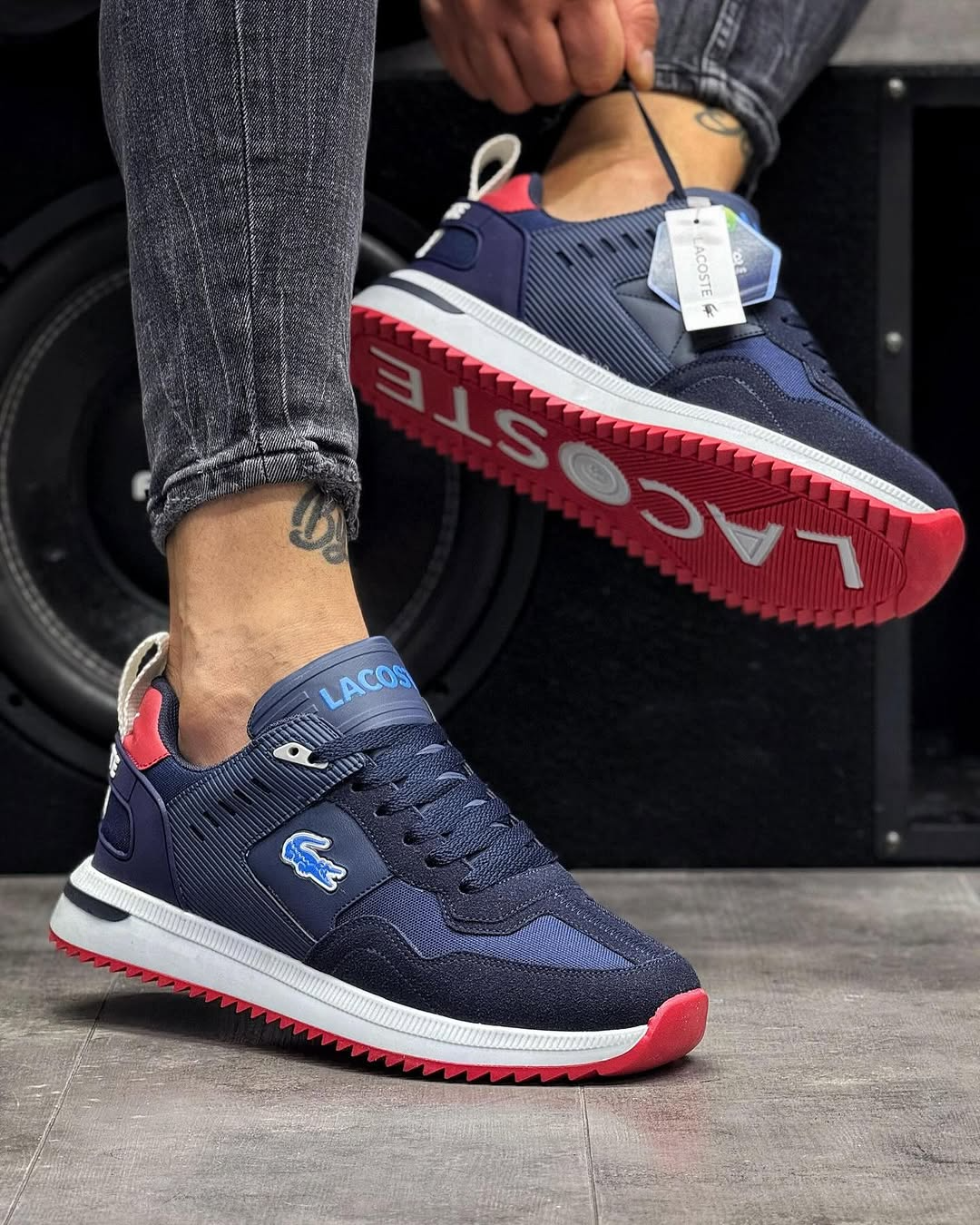 Men's Lacoste mid-season Sports Sneakers Navy\White