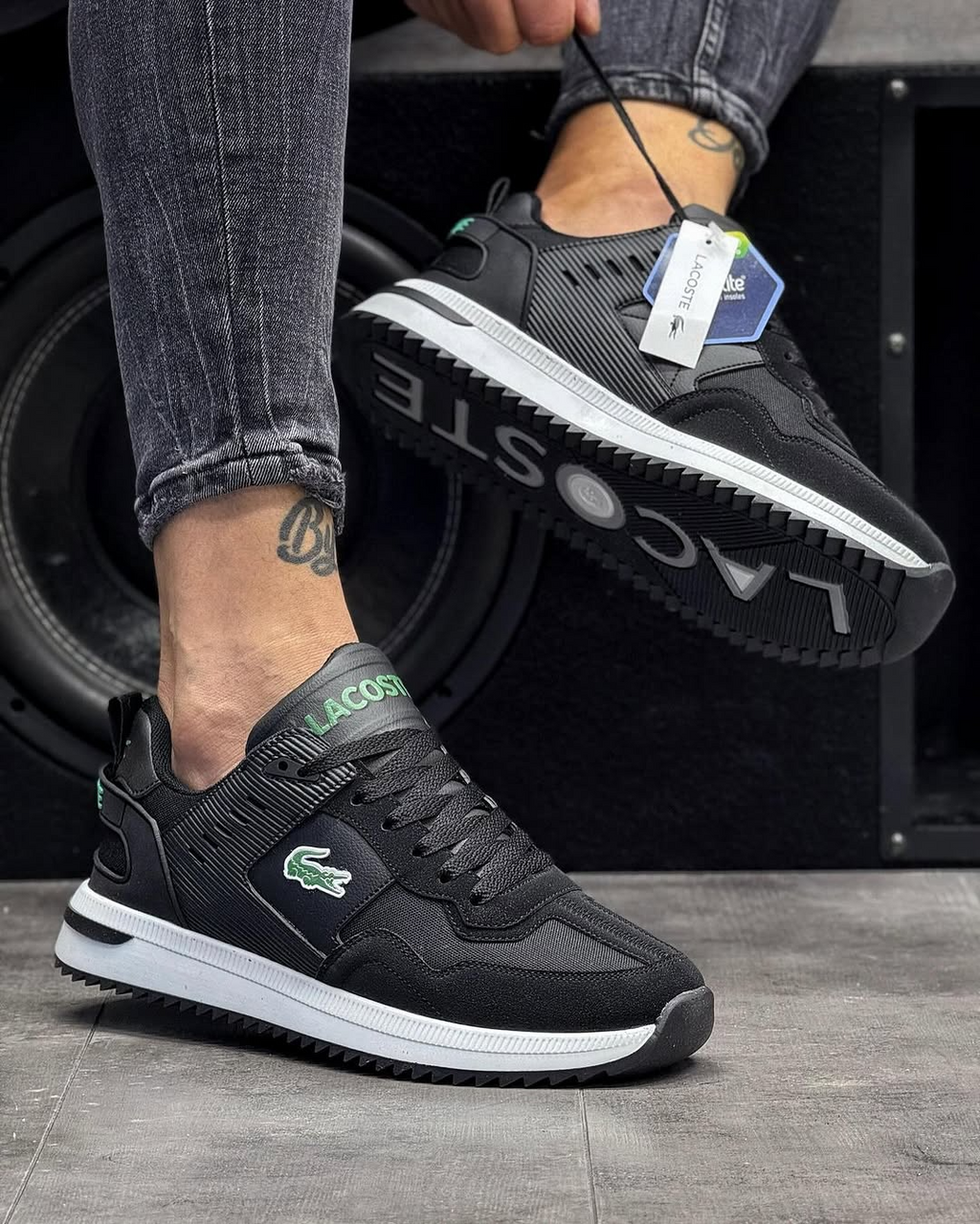 Men's Lacoste mid-season Sports Sneakers BLK\Green