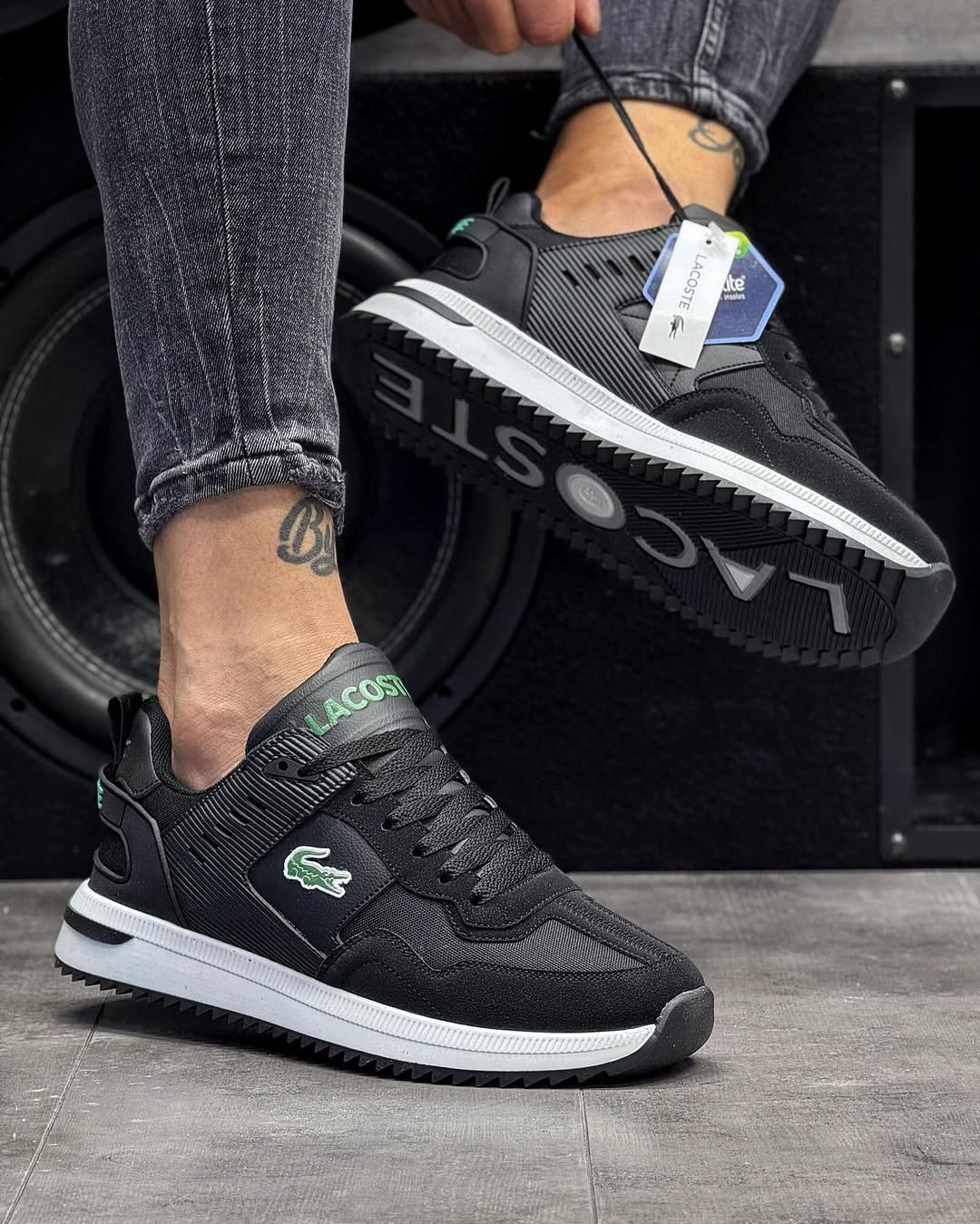 Men's Lacoste mid-season Sports Sneakers BLK\Green