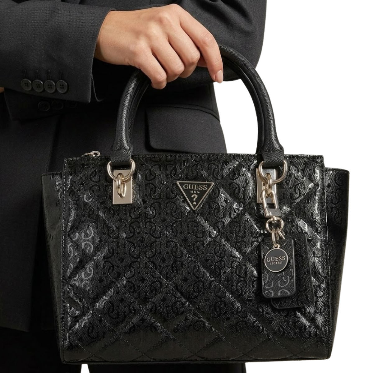 GUESS Ariella Society Satchel Bag Handbag Women - BLK