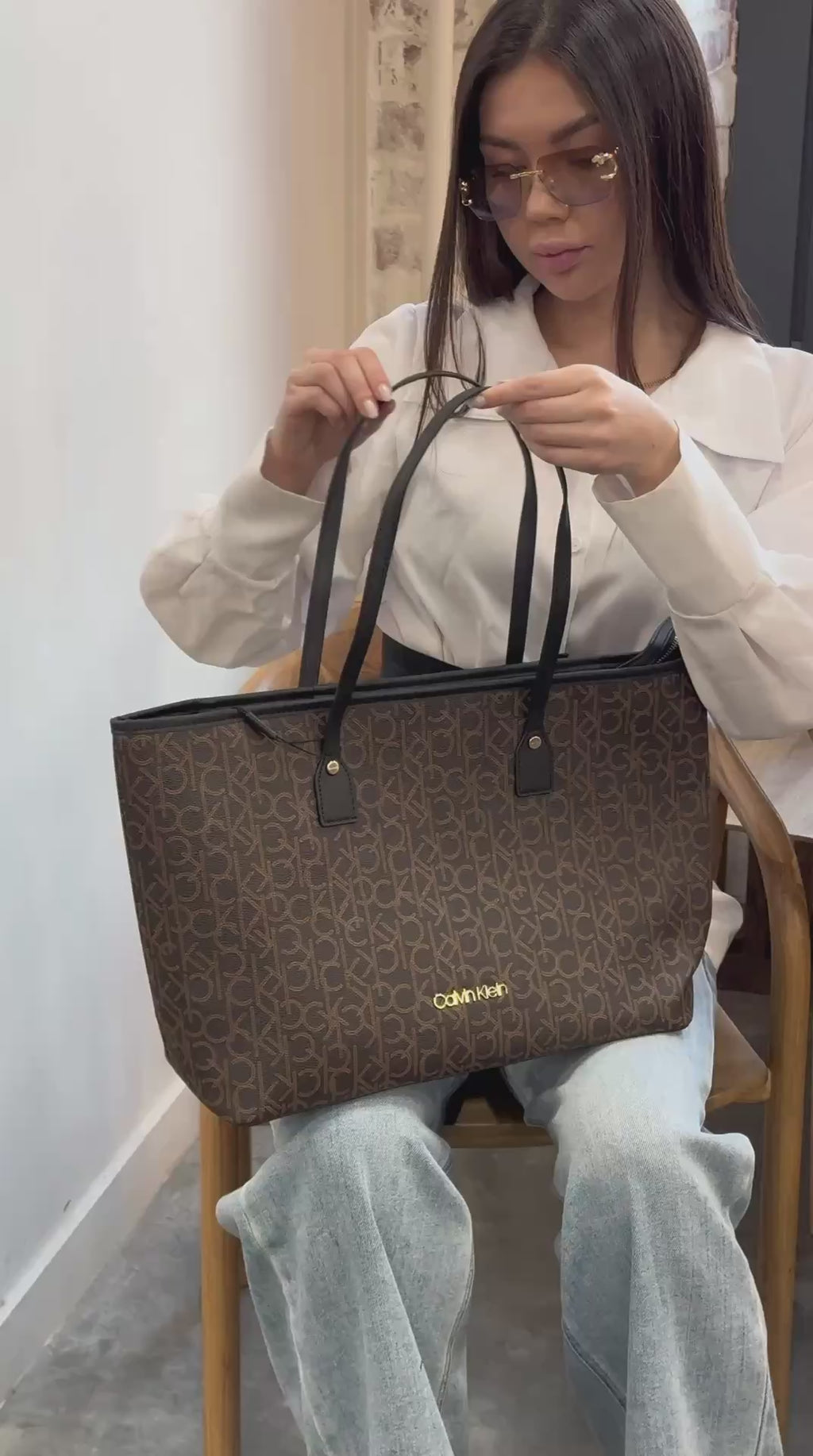CALVIN KLEIN – Brown Women Shoulder Tote Bag