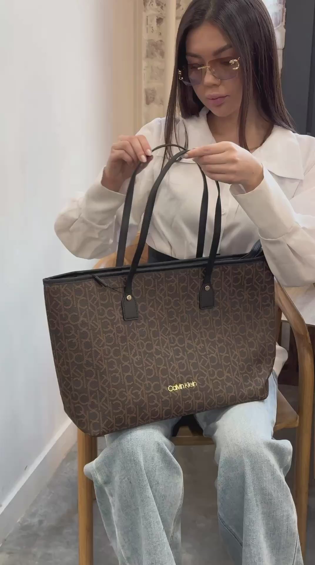 CALVIN KLEIN – Brown Women Shoulder Tote Bag